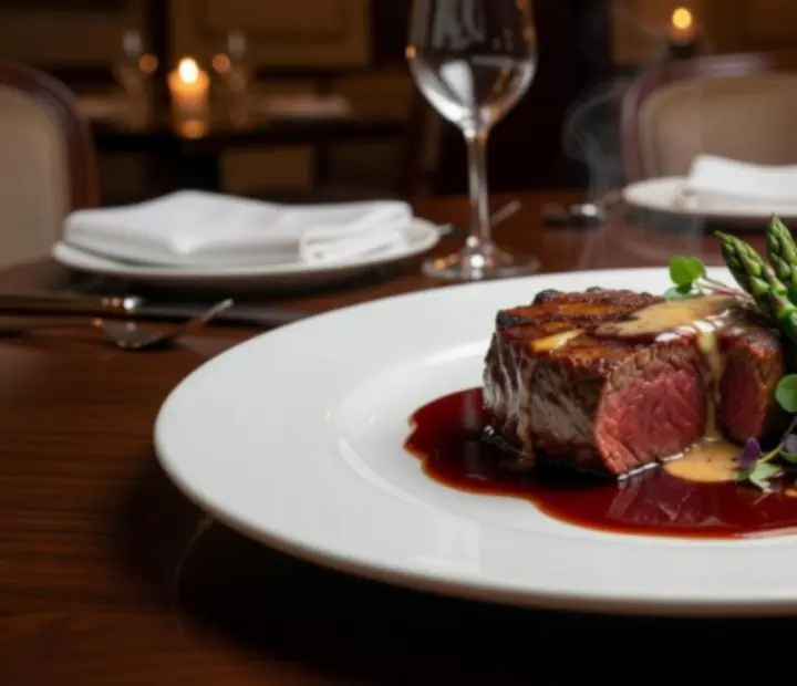 Gourmet főétel elegáns tálalásban a Legjob But Mutato étteremben